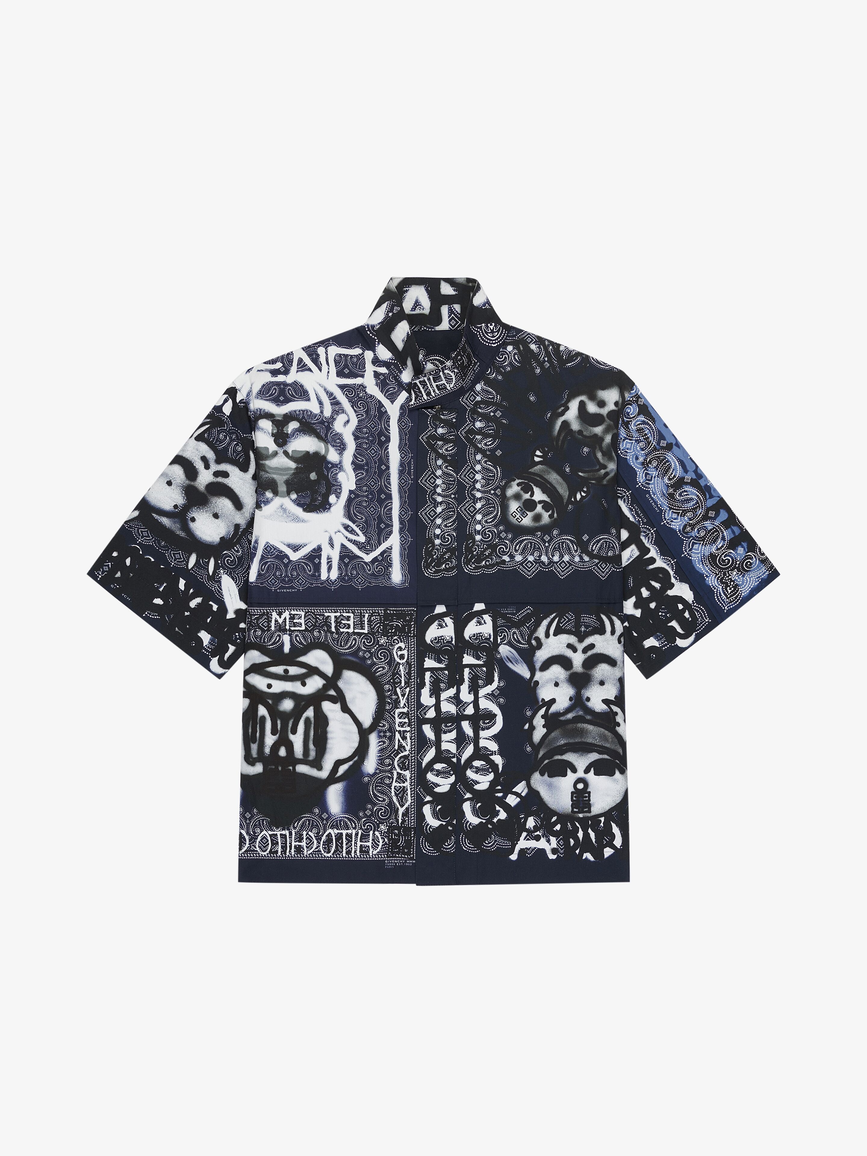 SHIRT IN COTTON WITH BANDANA AND TAG EFFECT PRINTS - 1