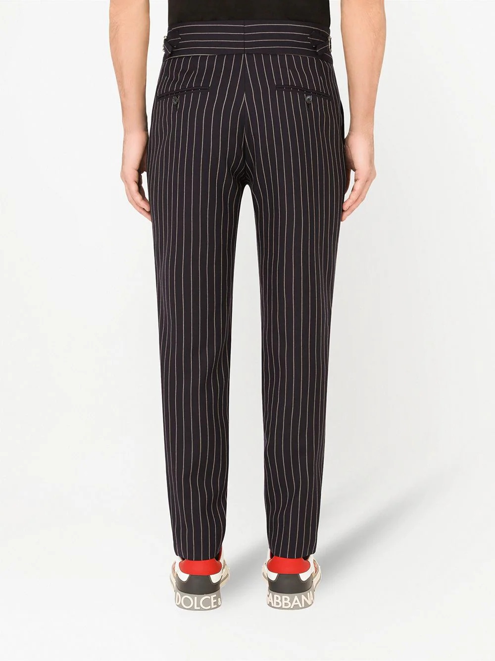 pinstripe wool-blend trousers - 4