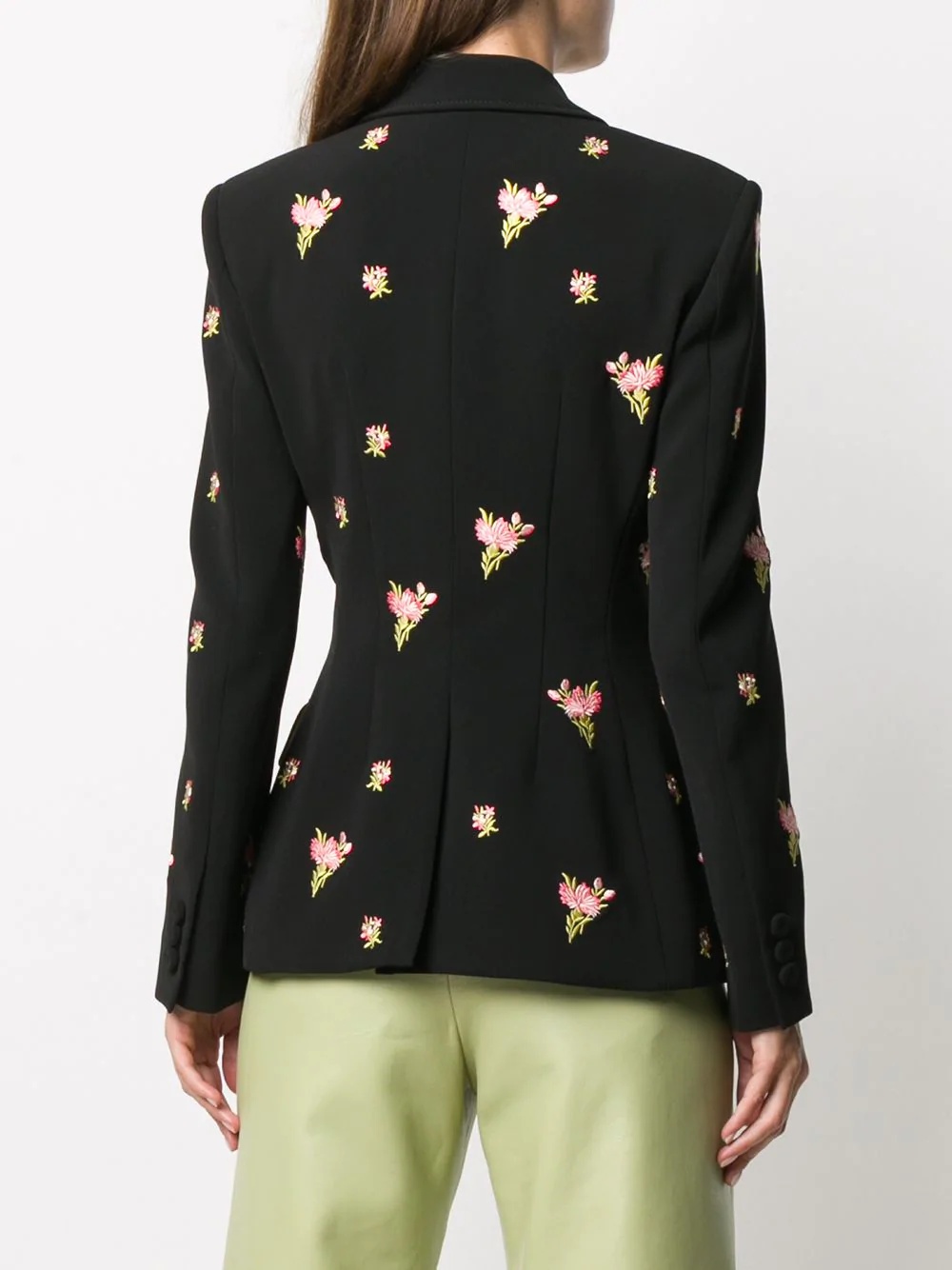 floral embroidery double-breasted blazer - 4