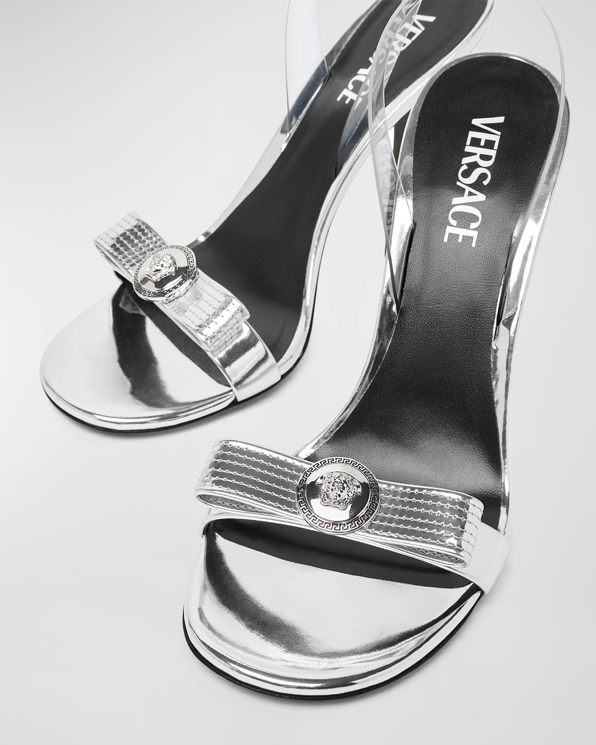 Gianni Ribbon Metallic Halter Sandals - 3