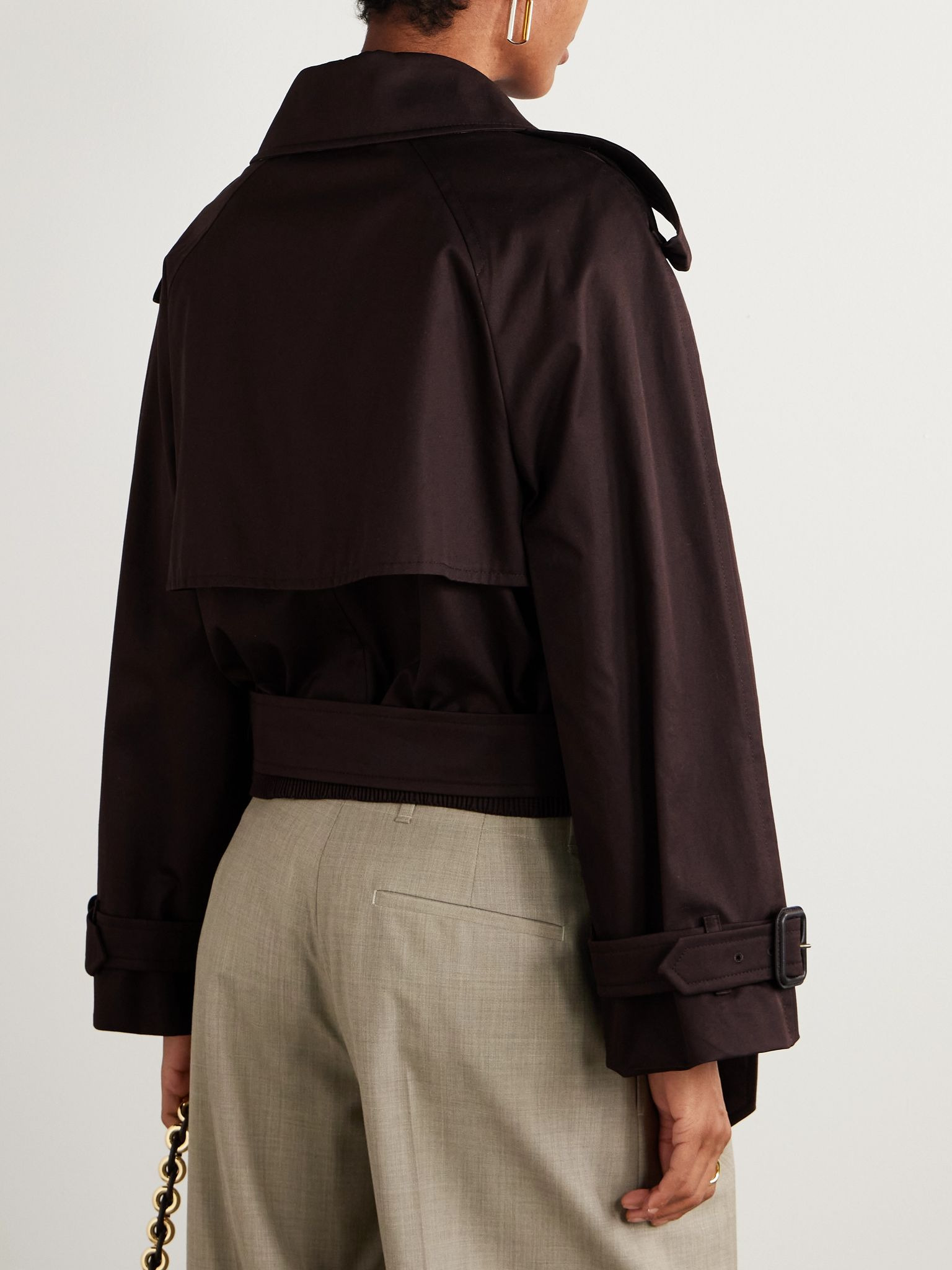 Dolebury cropped cotton-gabardine trench coat Brown - 4