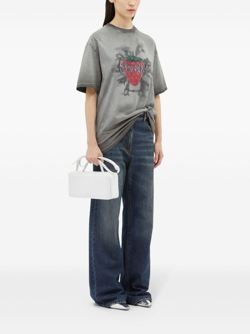 logo-embroidered wide-leg jeans - 2