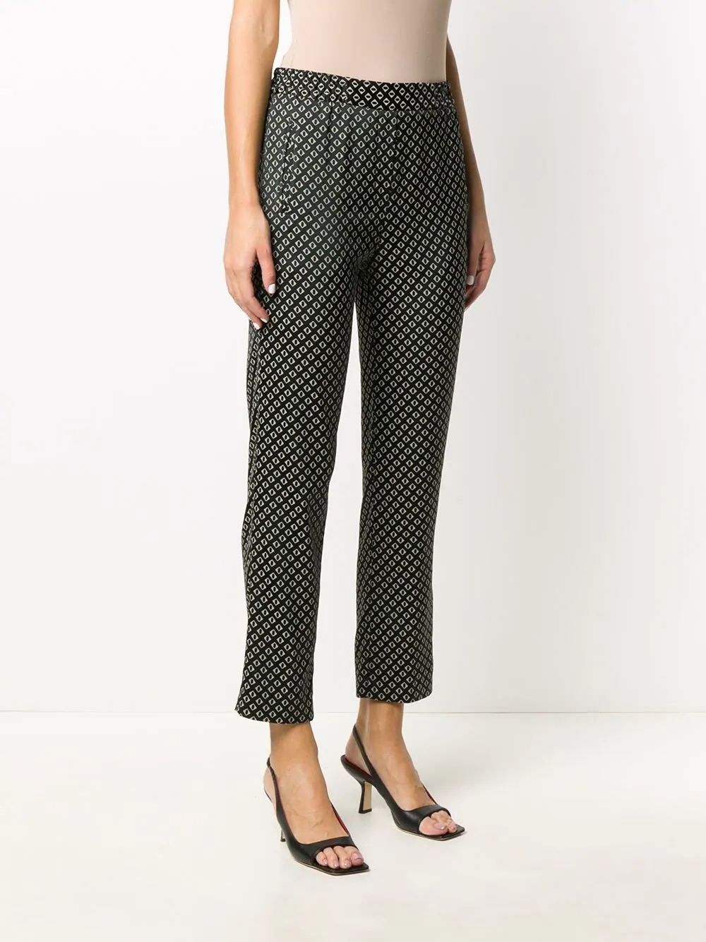 diamond-pattern slim trousers - 3