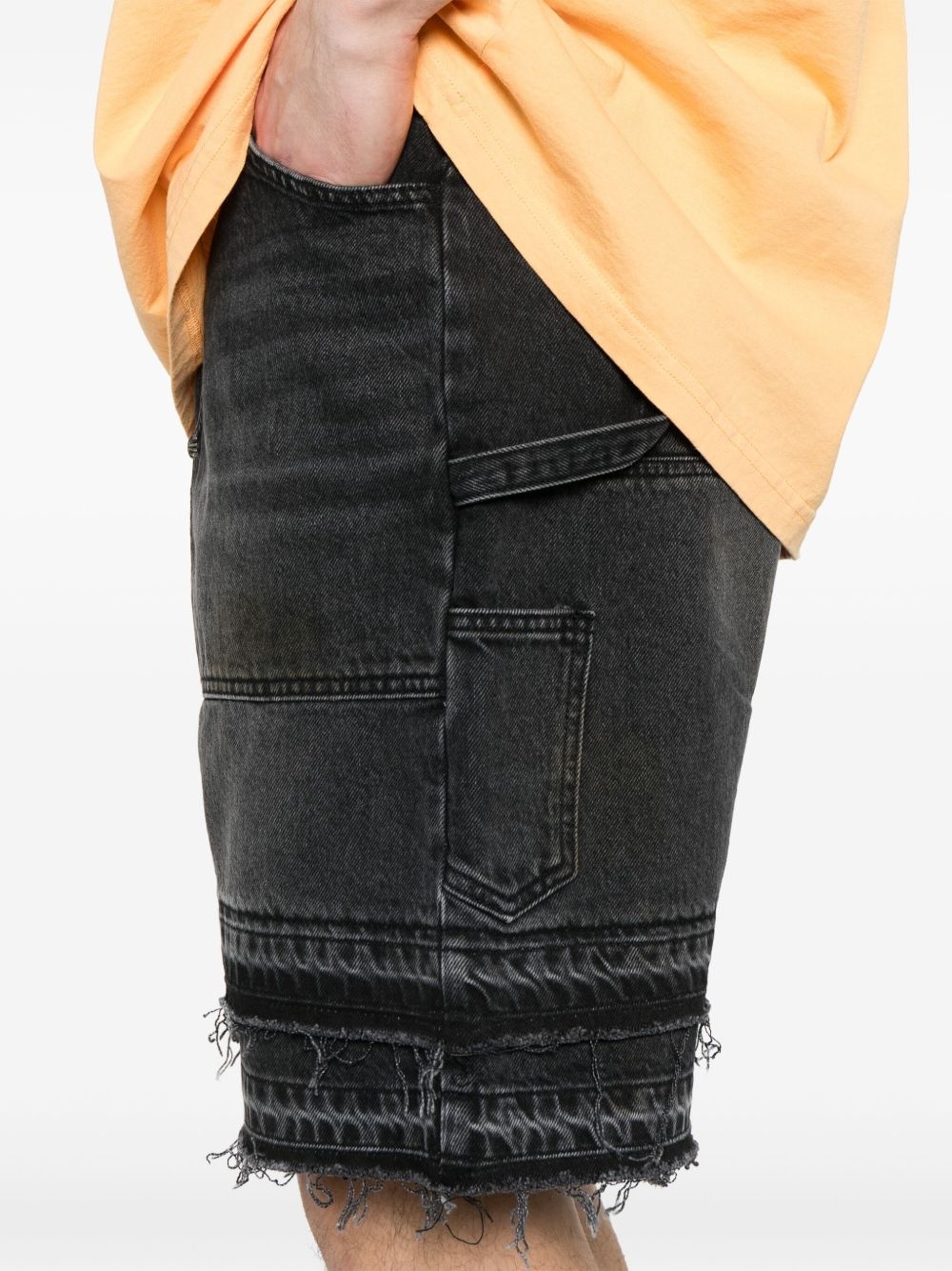 patchwork denim shorts - 5