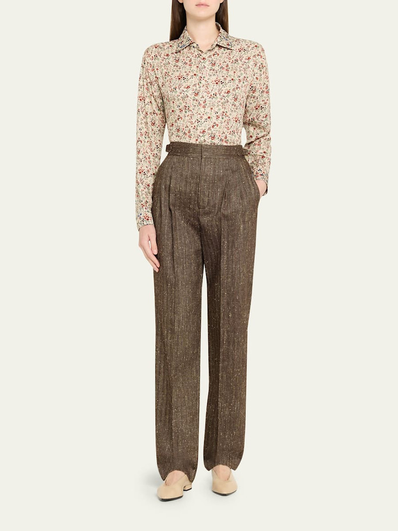 Loro Piana Malik Pleated Straight-Leg Trousers outlook