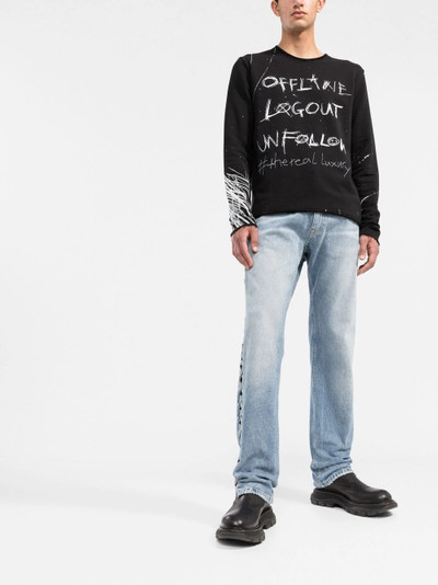 Balmain slogan-print cotton sweatshirt outlook