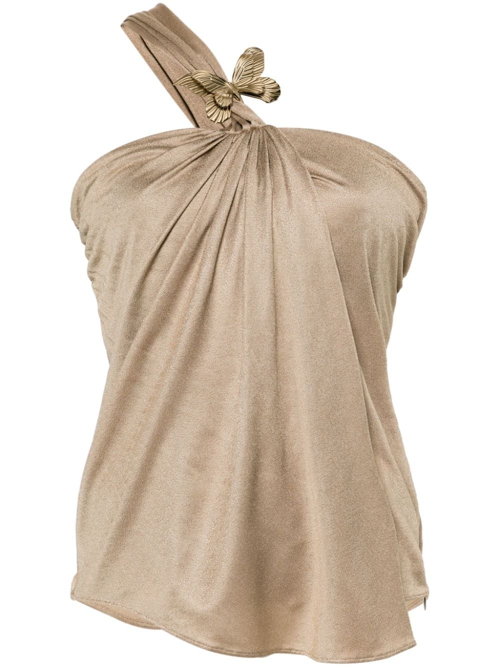 brooch-detail draped blouse - 1