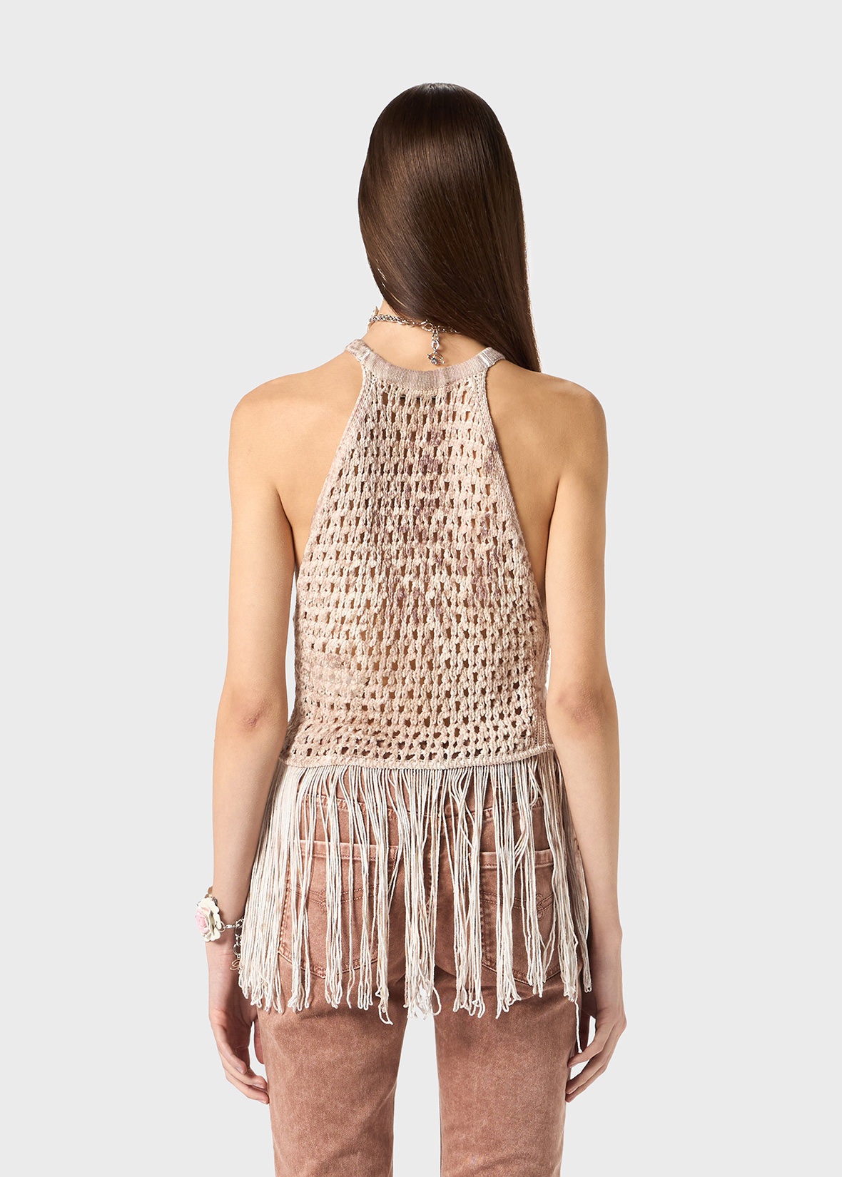 PRINTED KNIT TOP WITH FRINGES - 4