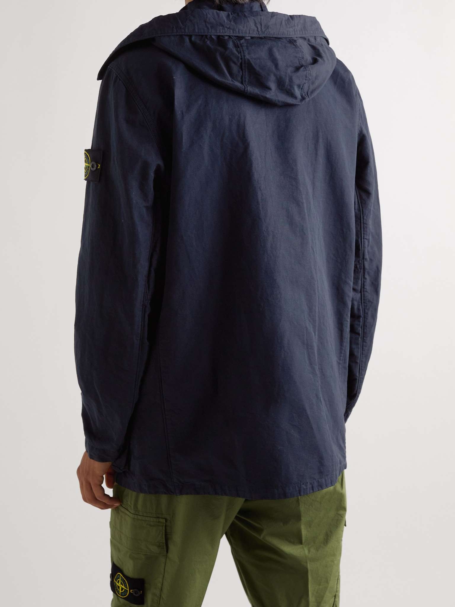 Logo-Appliquéd Cotton and Linen-Blend Canvas Hooded Parka - 4