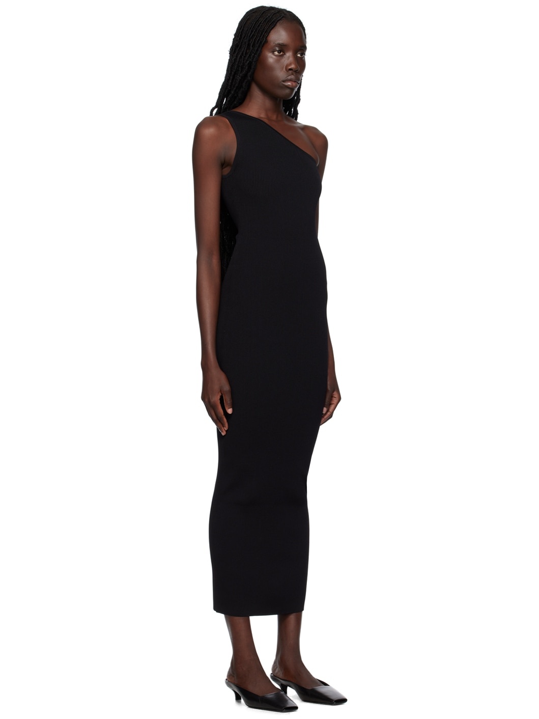 Black Single-Shoulder Maxi Dress - 2