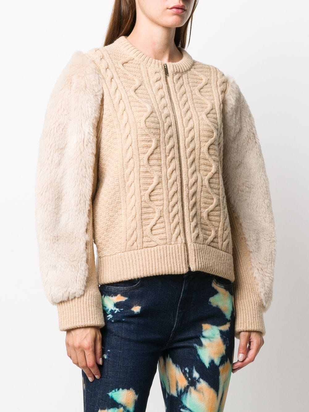 cable-knit zipped cardigan - 3