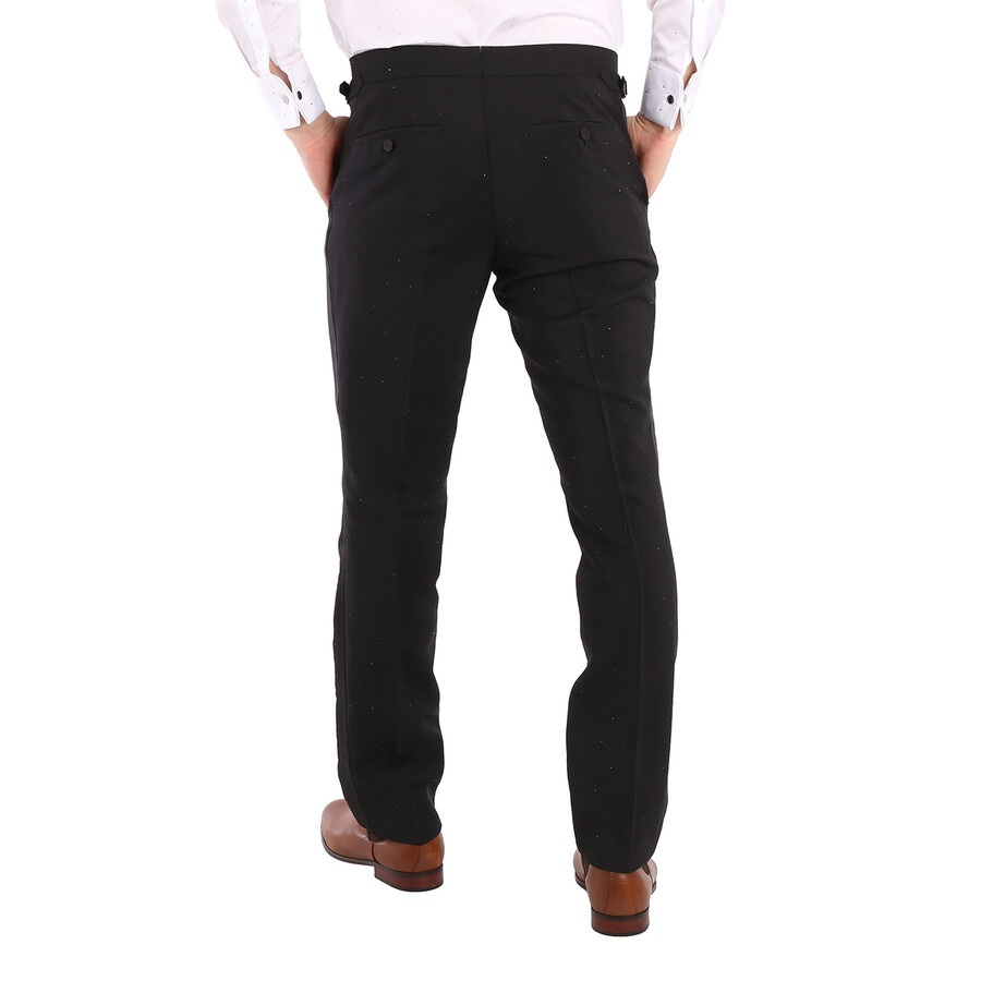 Open Box - Burberry Men's Black Embellished Mohair Wool Classic Fit Tailored Trousers, Brand Size 52 - 5