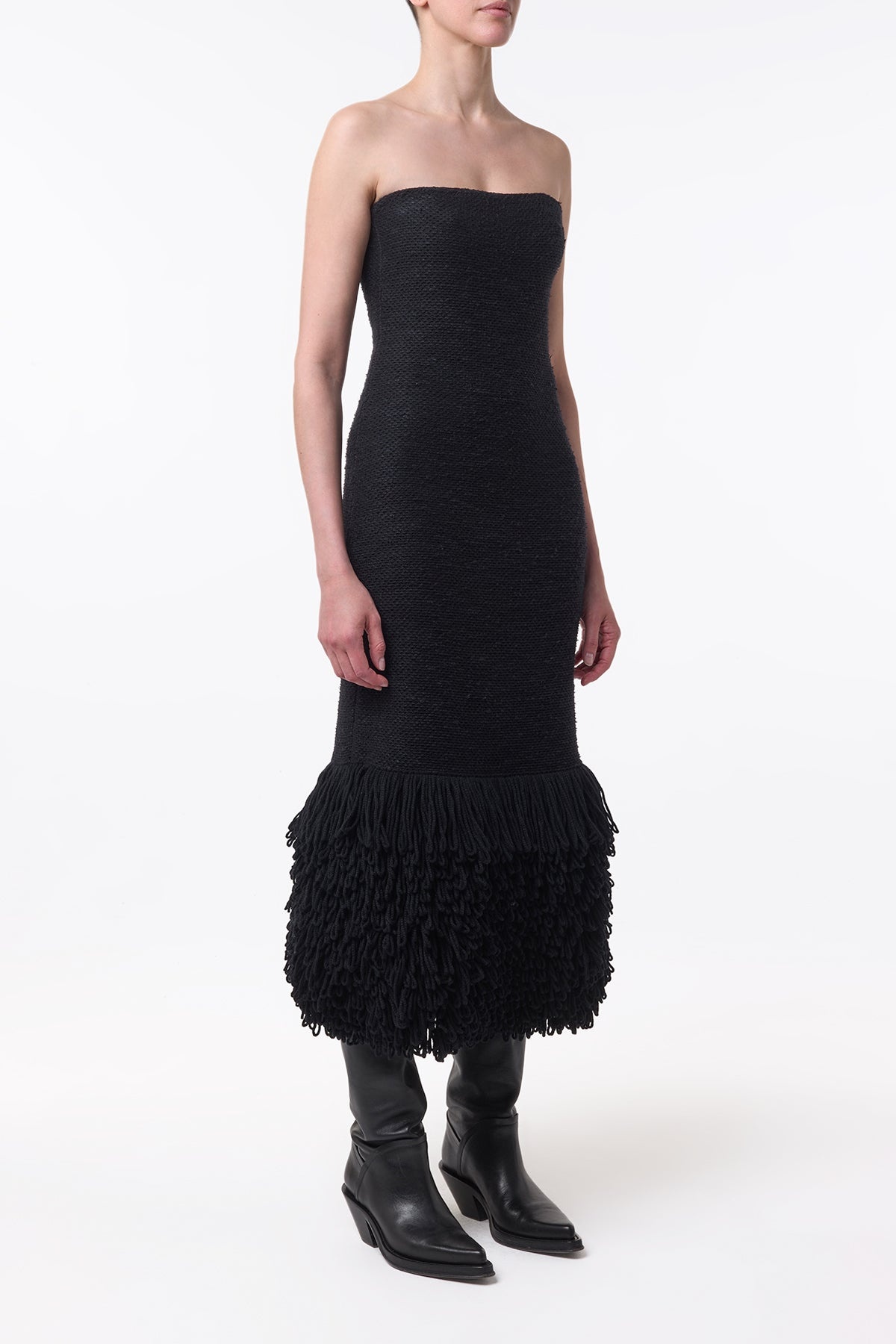 Corus Knit Maxi Dress in Black Cashmere Silk - 3