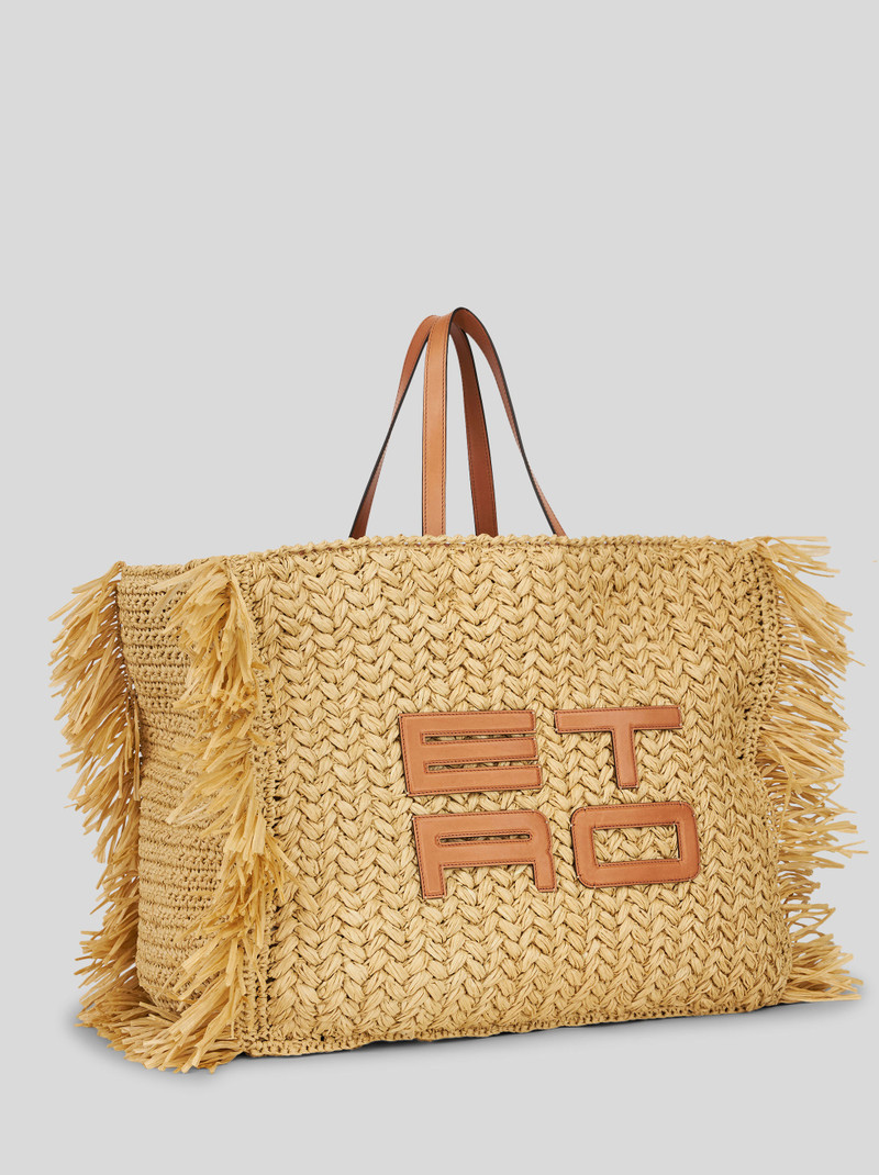 LARGE SHOPPING BAG IN PERFORATED RAFFIA WITH ETRO CUBE LOGO 5