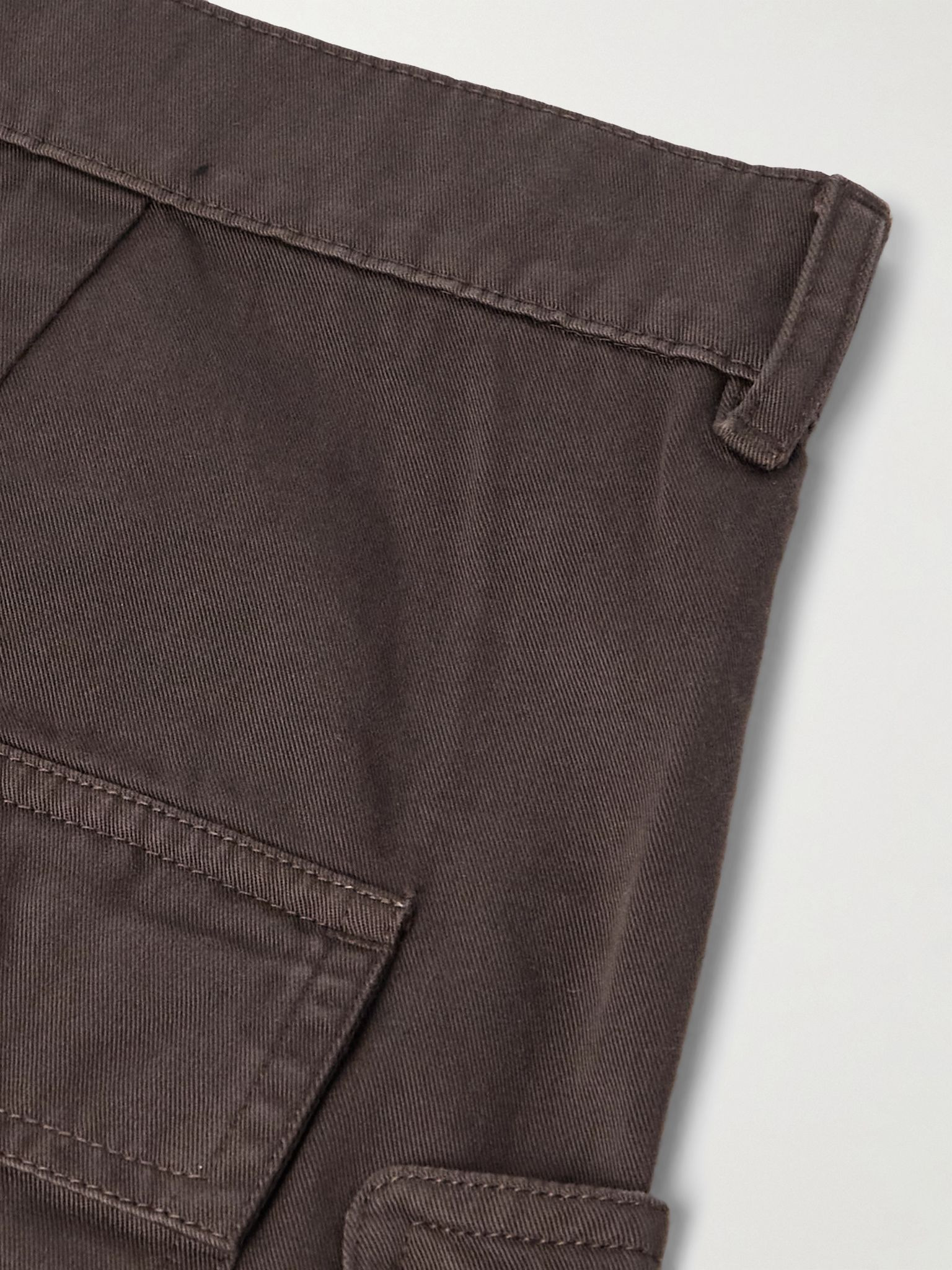Stefan Wide-Leg Cotton-Twill Cargo Trousers Brown - 5