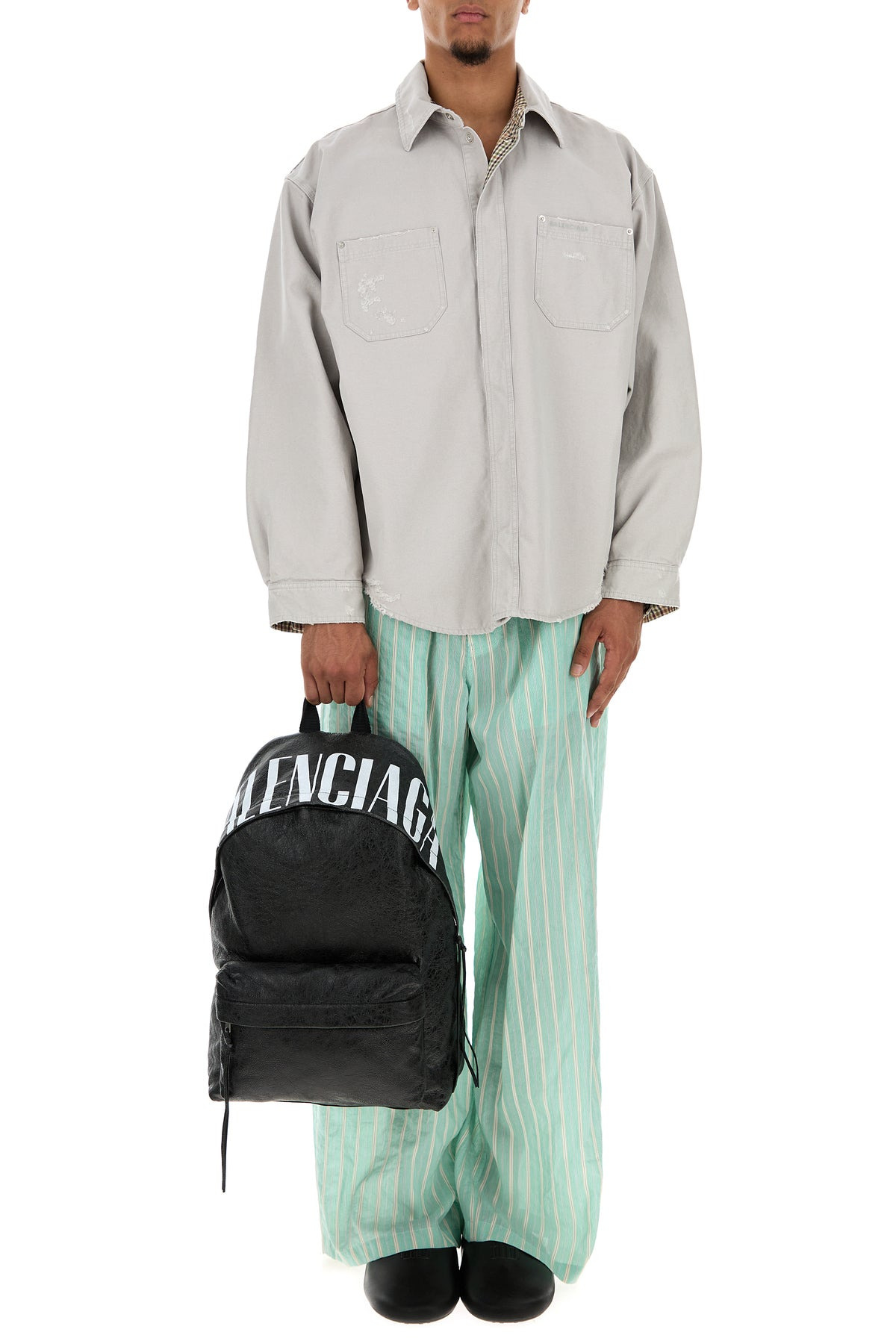 Light grey cotton oversize shirt - 6