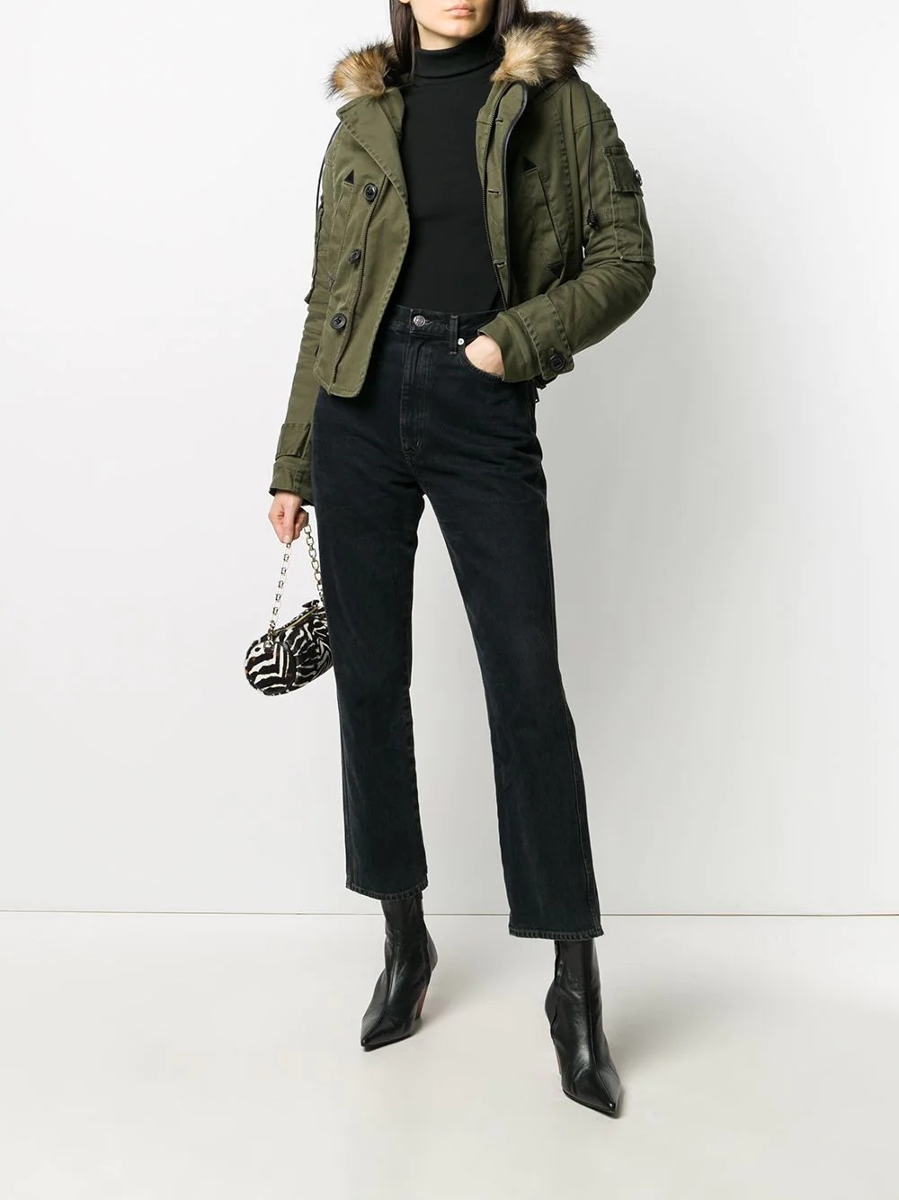 cropped parka coat - 2