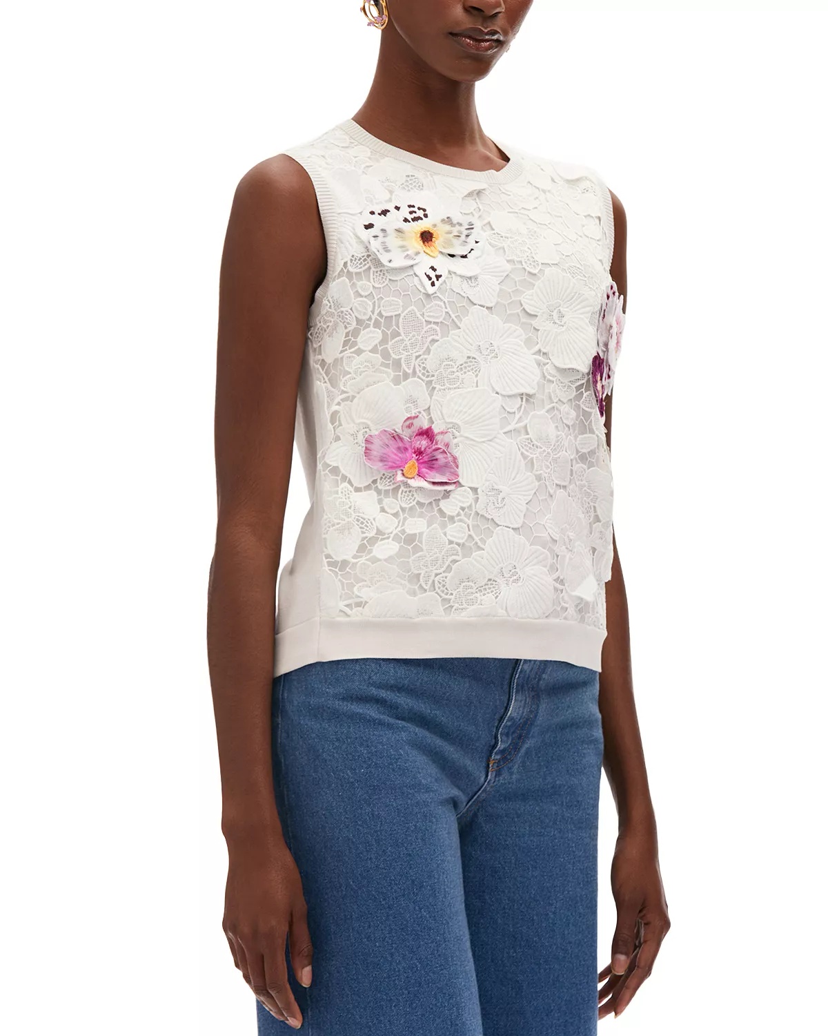 Guipure Floral Lace Knit Tank - 5