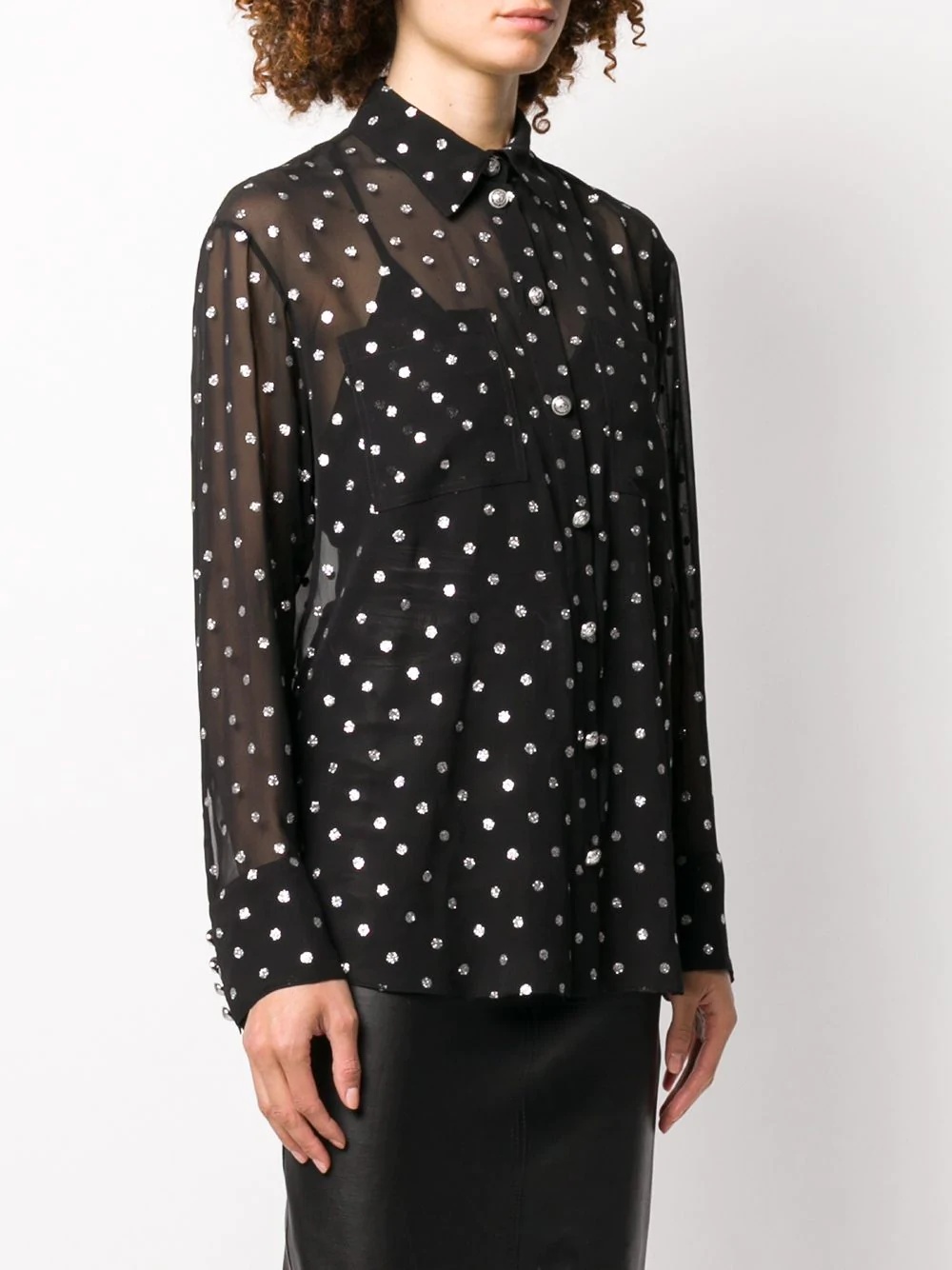 polka-dot long-sleeved shirt - 3