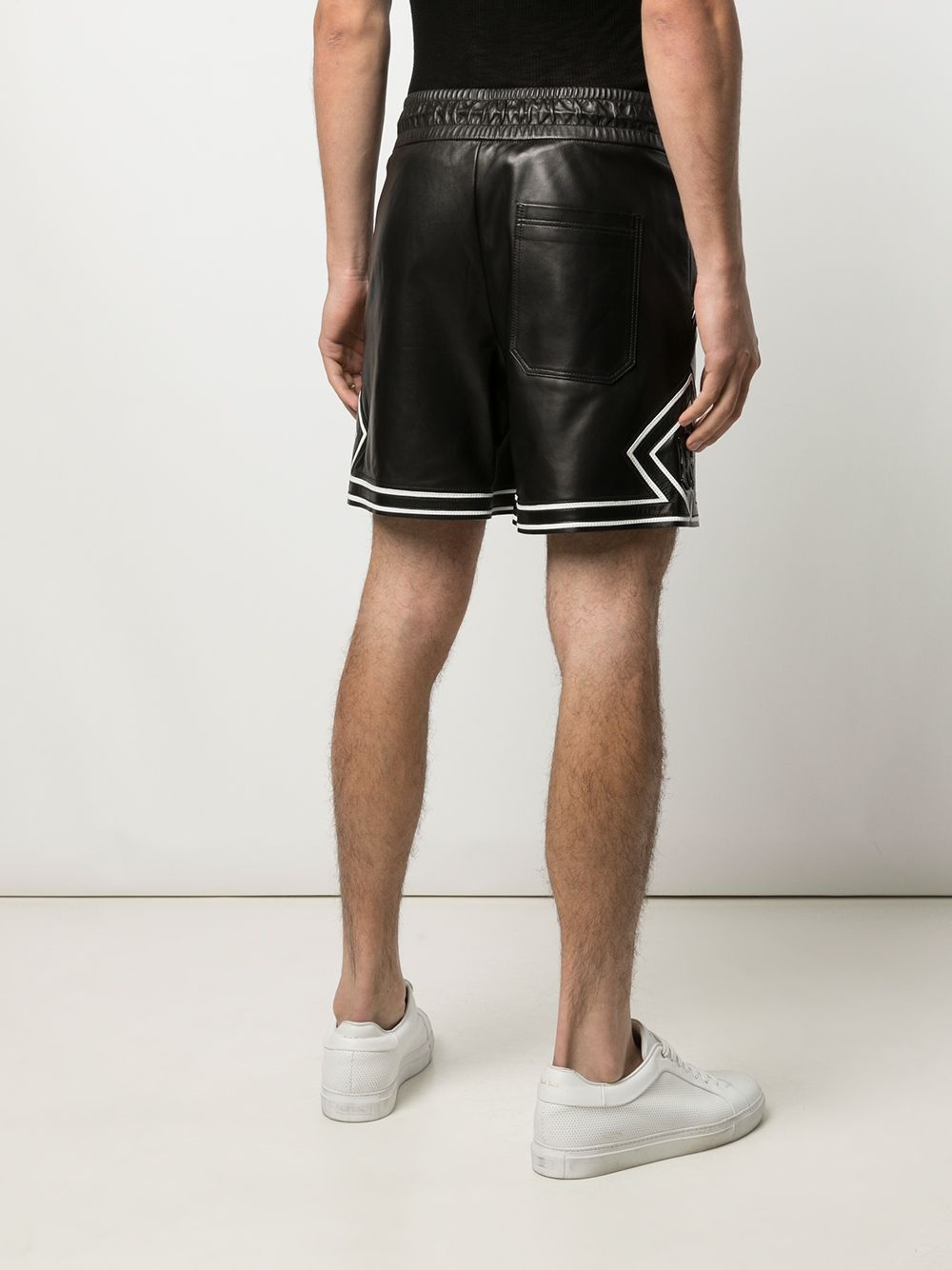 appliqué-logo leather shorts - 4