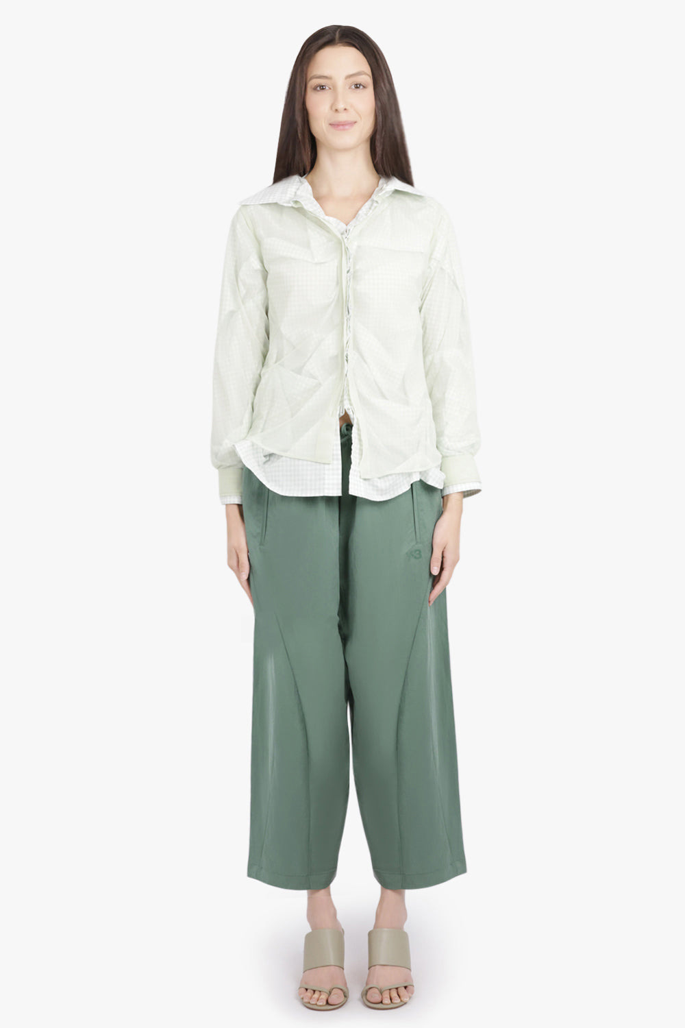 LOOSE FIT CROPPED DRAWSTRING PANT | GREEN - 4