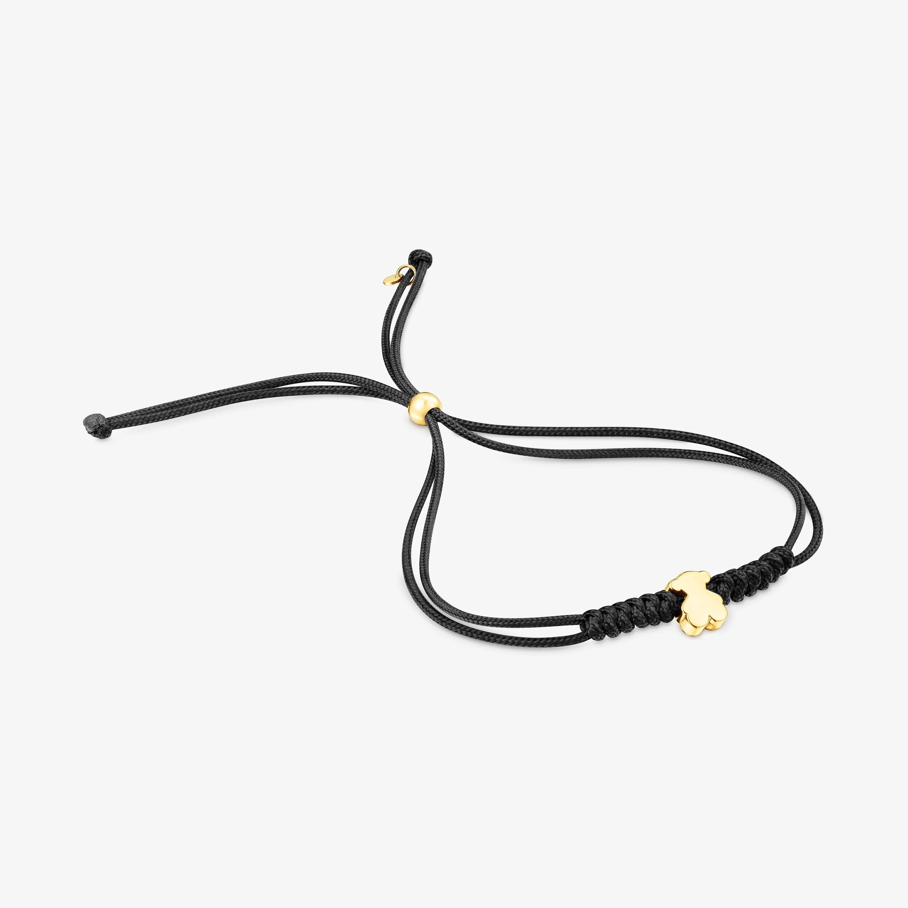 18K solid gold and black nylon bear-motif Bracelet Sweet Dolls - 1