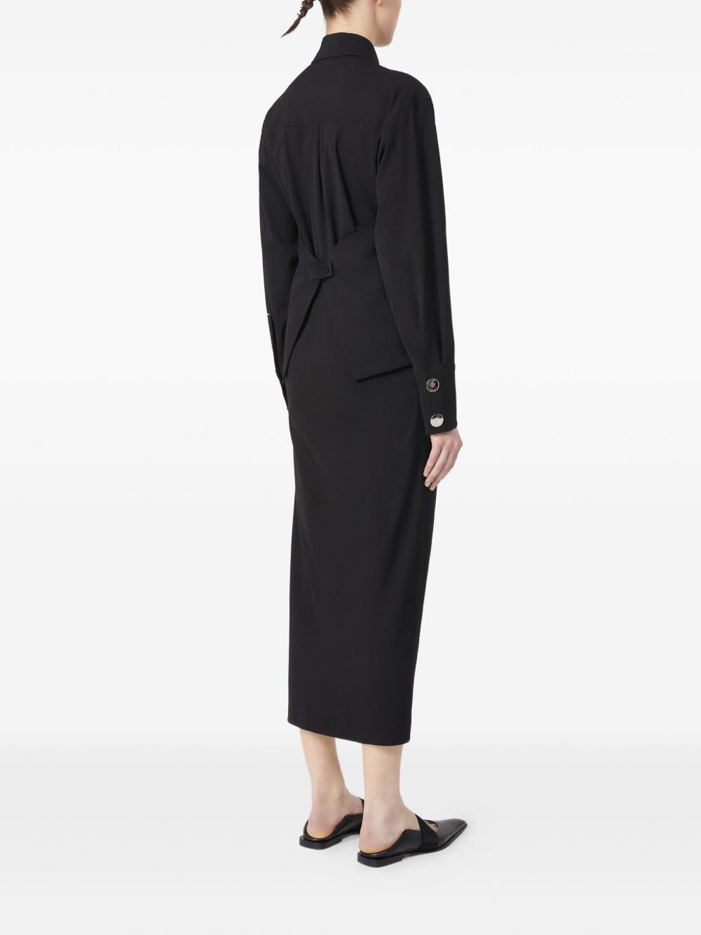 button-cuff shirred dress - 3