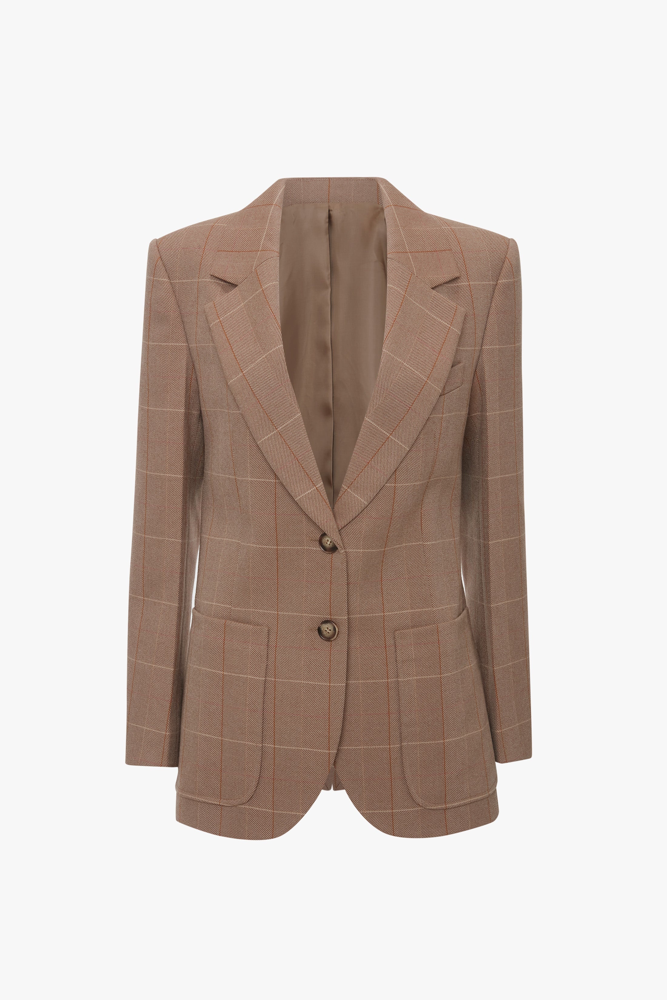 Exclusive Patch Pocket Jacket In Camel-Multi Check - 1
