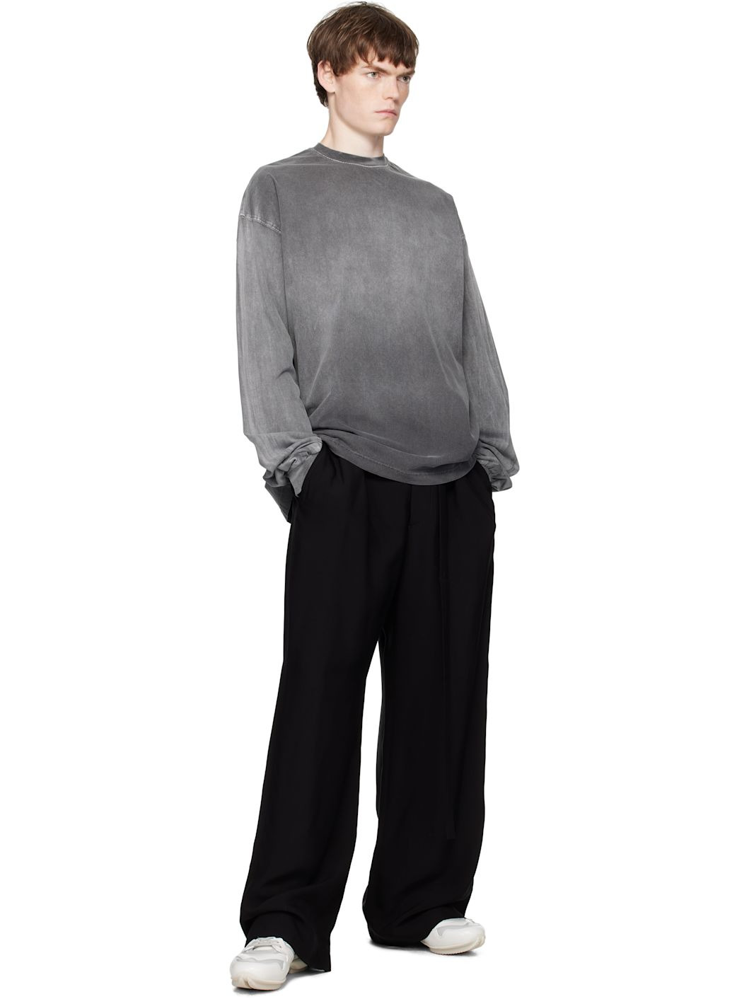 Gray Gradient Dye Long Sleeve T-shirt - 4