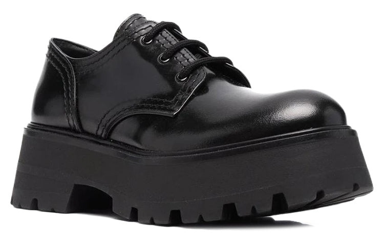 (WMNS) Alexander McQueen Wander Lace-Up Loafers 'Black' 700079WIC611000 - 2