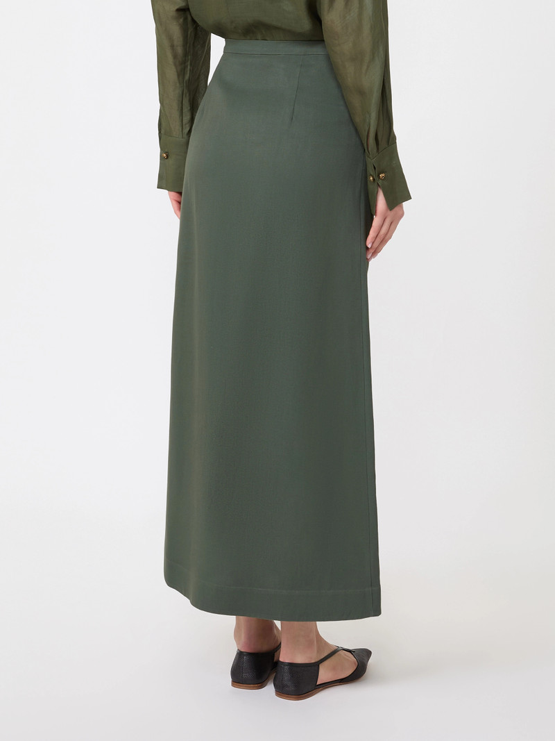 PIRANIA Viscose and linen canvas skirt - KAKI 4