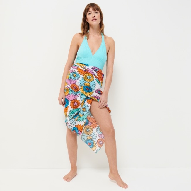Women Halter One-Piece Swimsuit Plumes Jacquard - 7