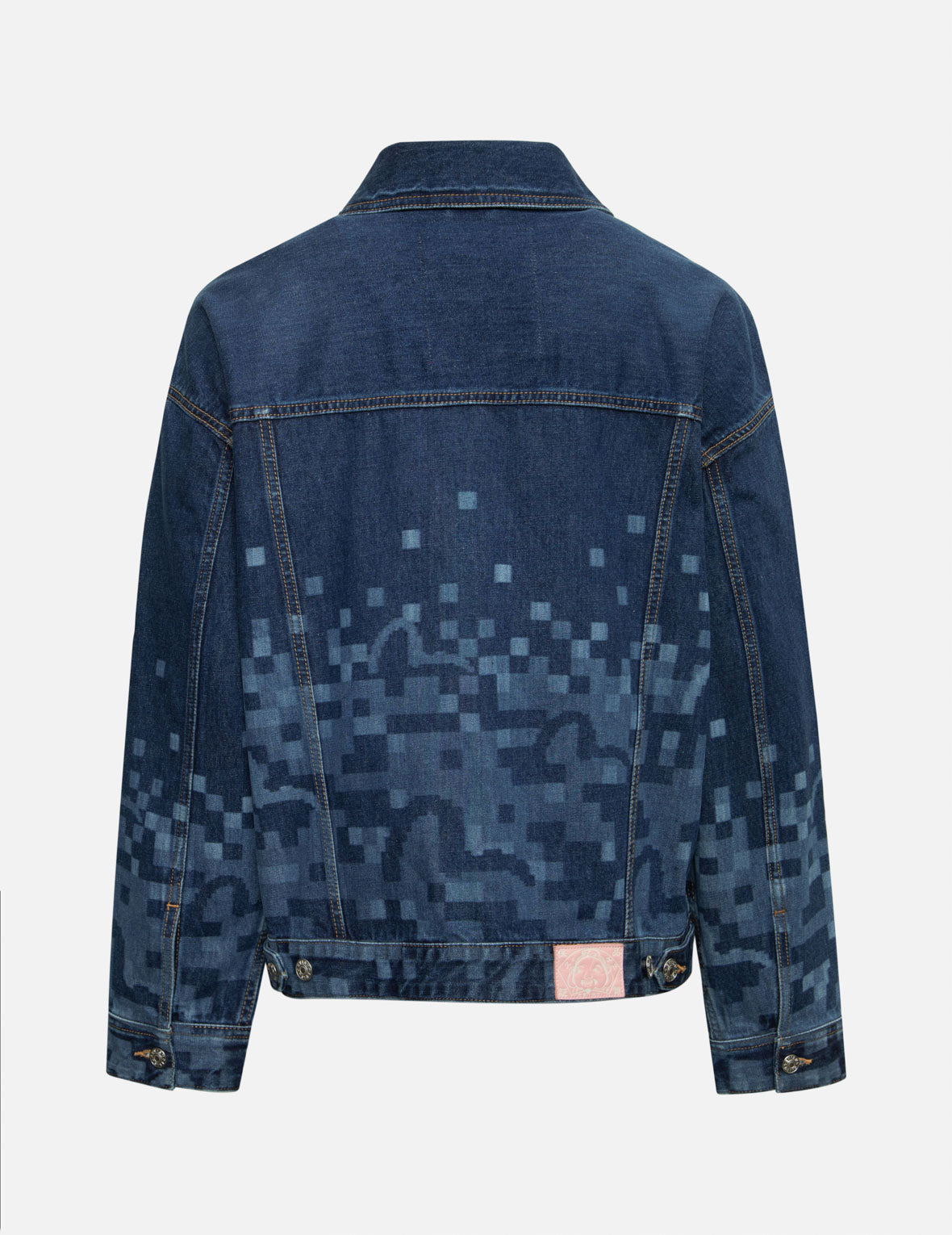 PIXEL SEAGULL EMBROIDERY AND PRINT OVERSIZED DENIM JACKET - 2