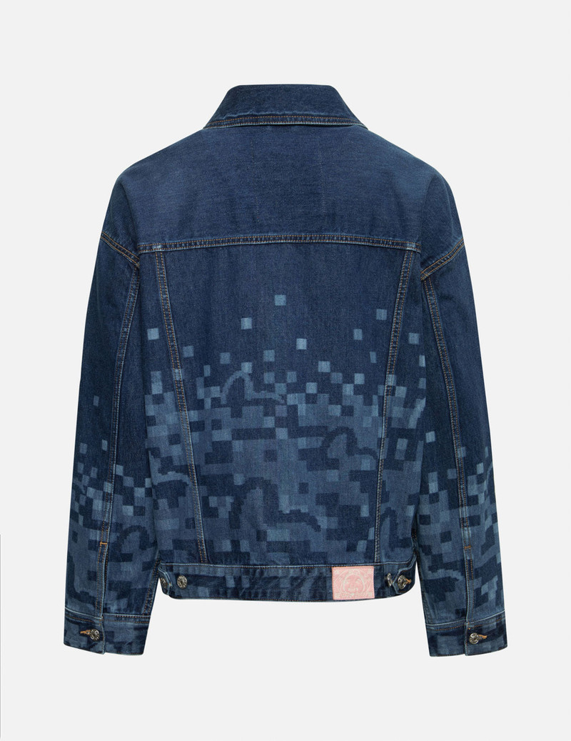 EVISU PIXEL SEAGULL EMBROIDERY AND PRINT OVERSIZED DENIM JACKET outlook