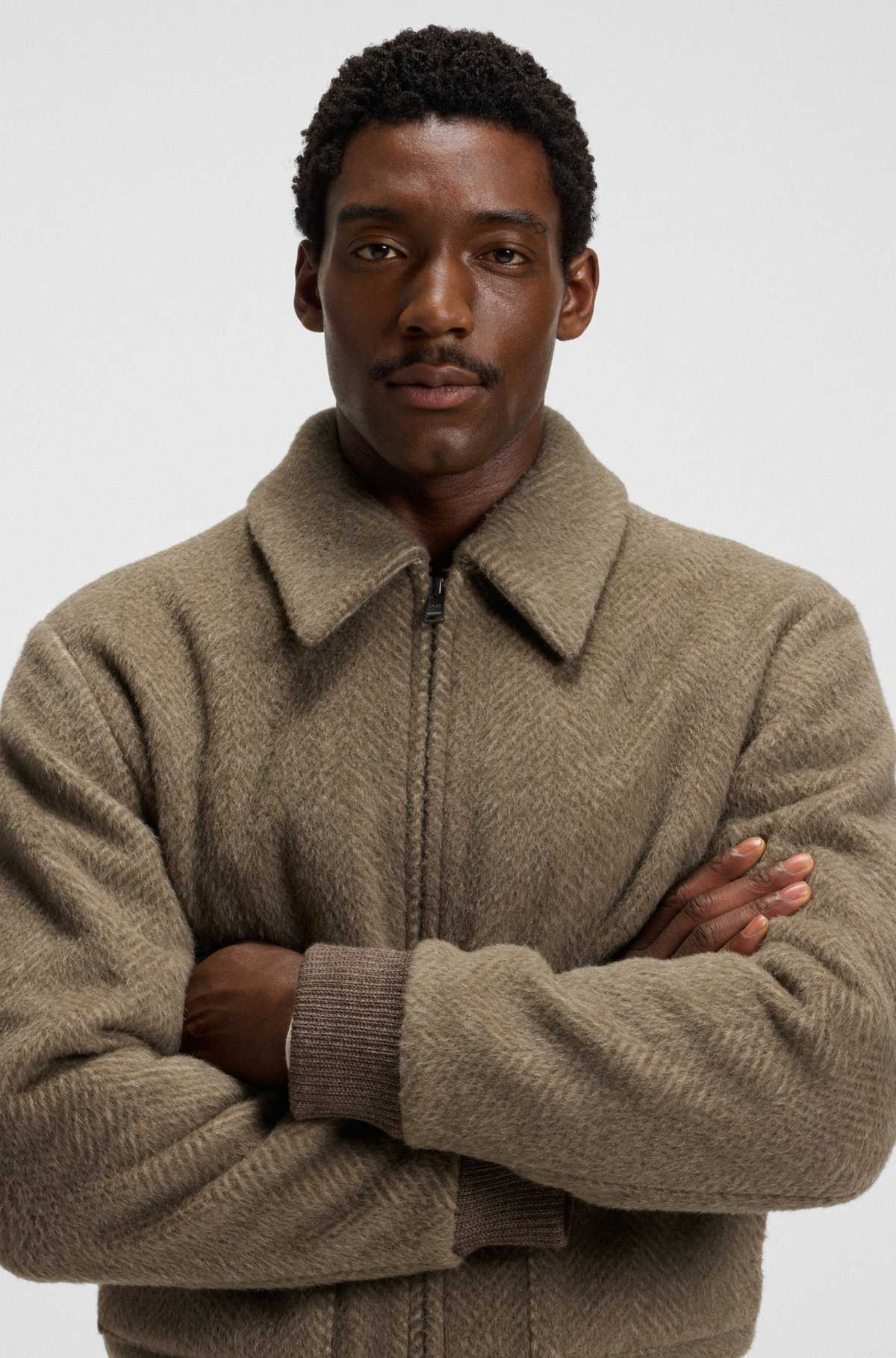 REGULAR-FIT JACKET IN A HERRINGBONE-PATTERNED ALPACA BLEND - 3