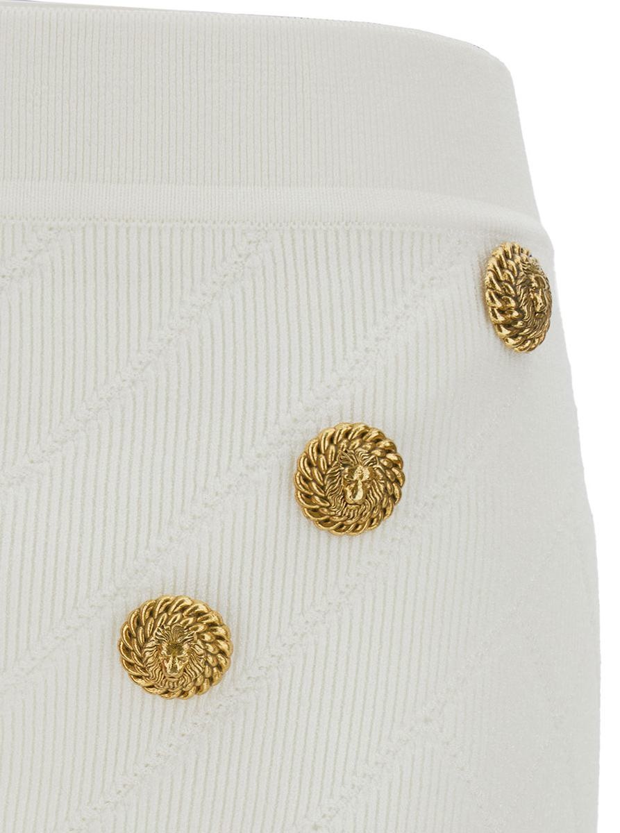 スカート BALMAIN SS24 HW 6 BTN KNIT SHORT SKIRT (CF1LB004KF530FA) Balmain BALMAIN HW 6 BTN KNIT SHORT SKIRT | baltini | REVERSIBLE