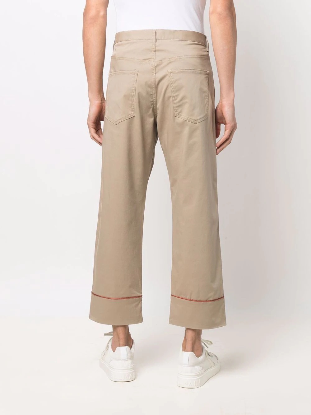 cropped piped-trim trousers - 4