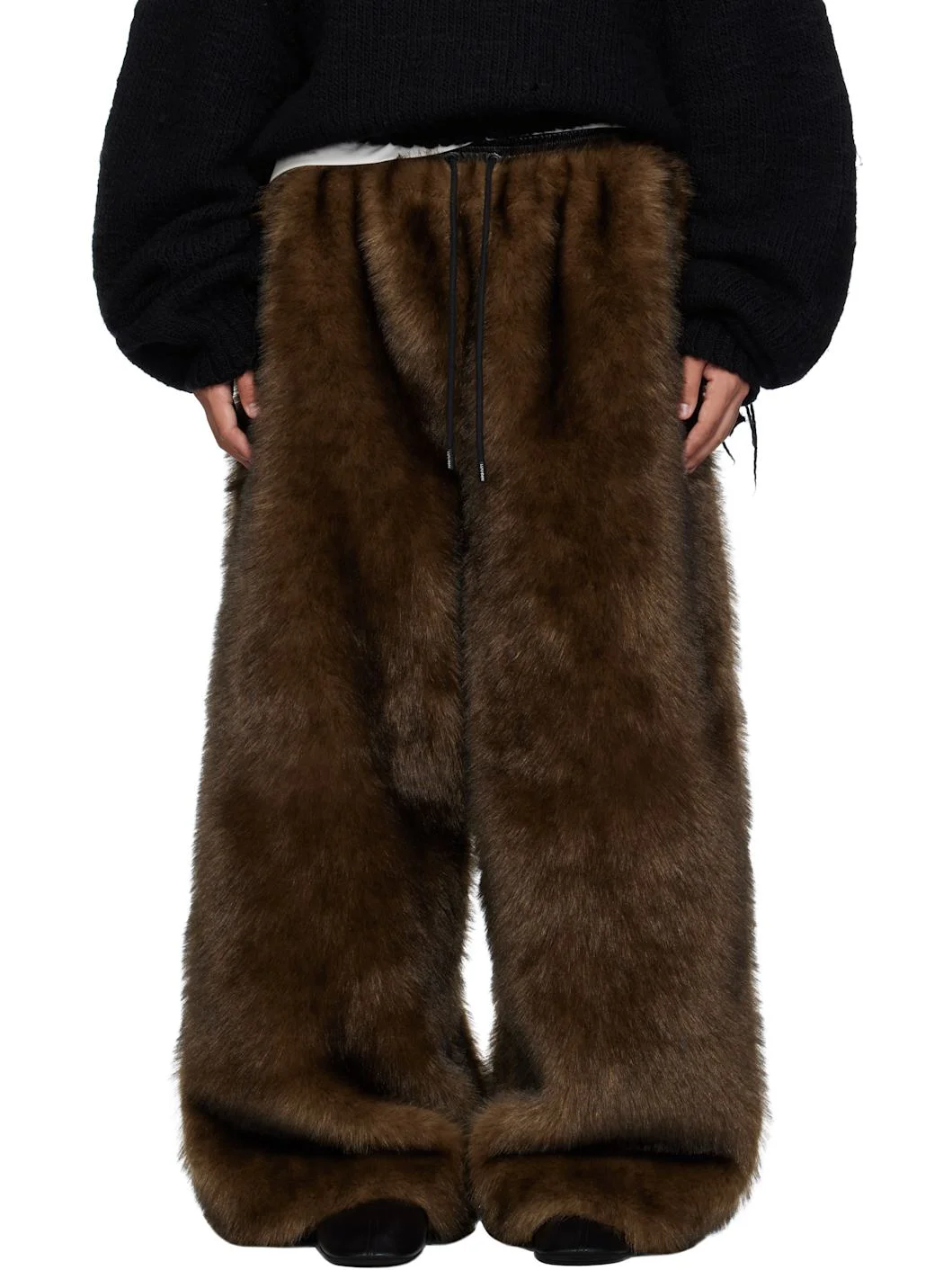 Brown Yeti Wide-Cut Bontan Faux-Fur Sweatpants - 1