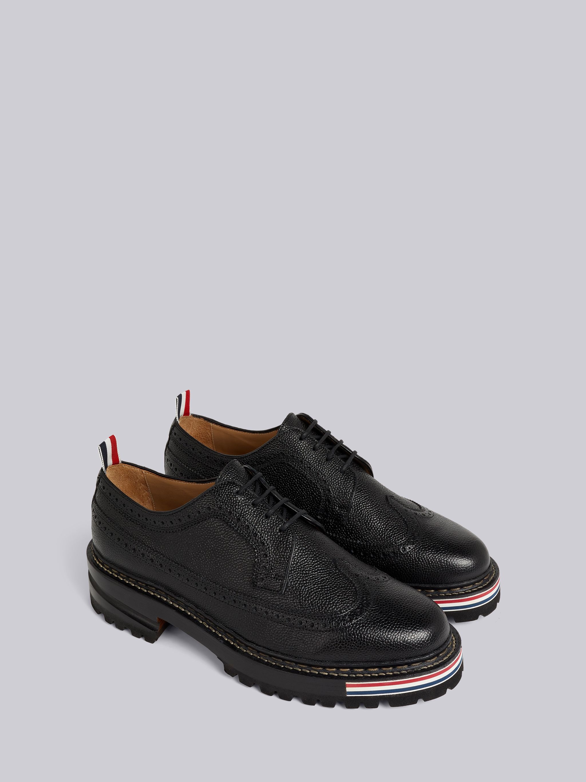 Black Pebbled Calfskin Hiking Sole Longwing Brogue - 3