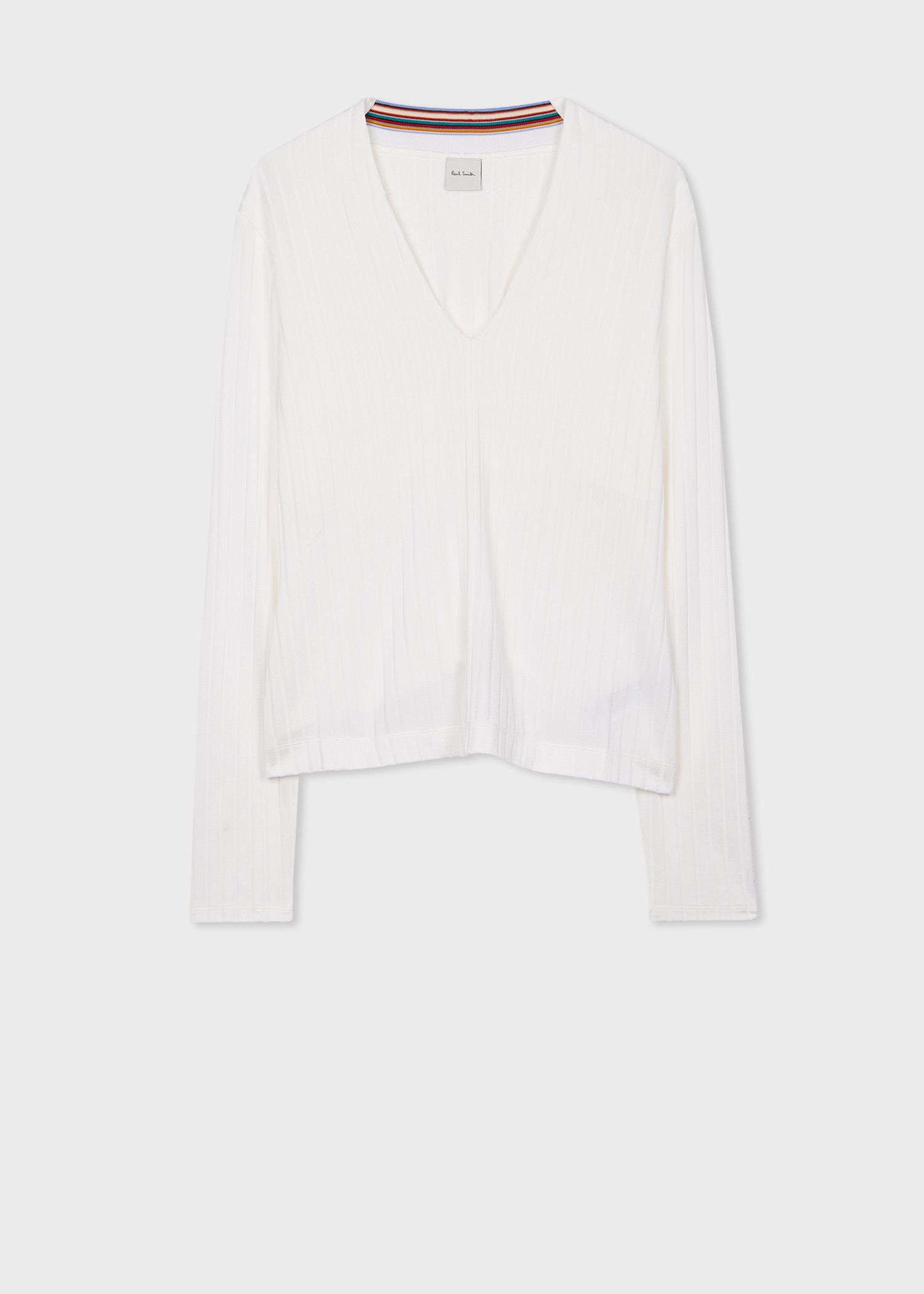 Women's White Viscose-Blend V-Neck Top - 1