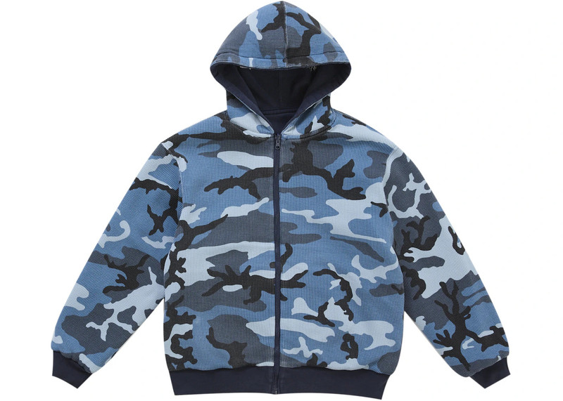 Supreme Supreme Reversible Work Zip Up Hooded Sweatshirt Navy outlook