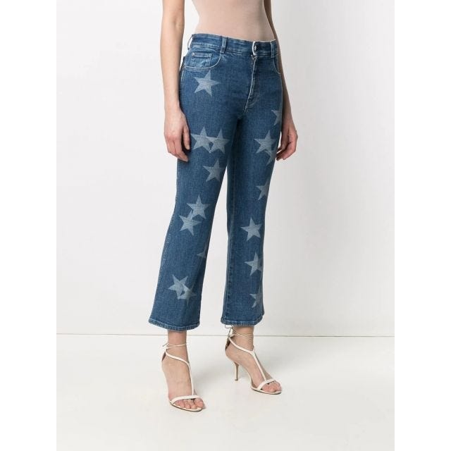 Star print flared cropped jeans - 3