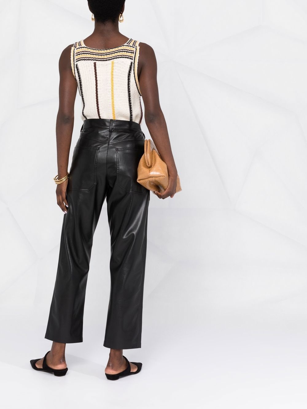 faux-leather straight-leg trousers - 6