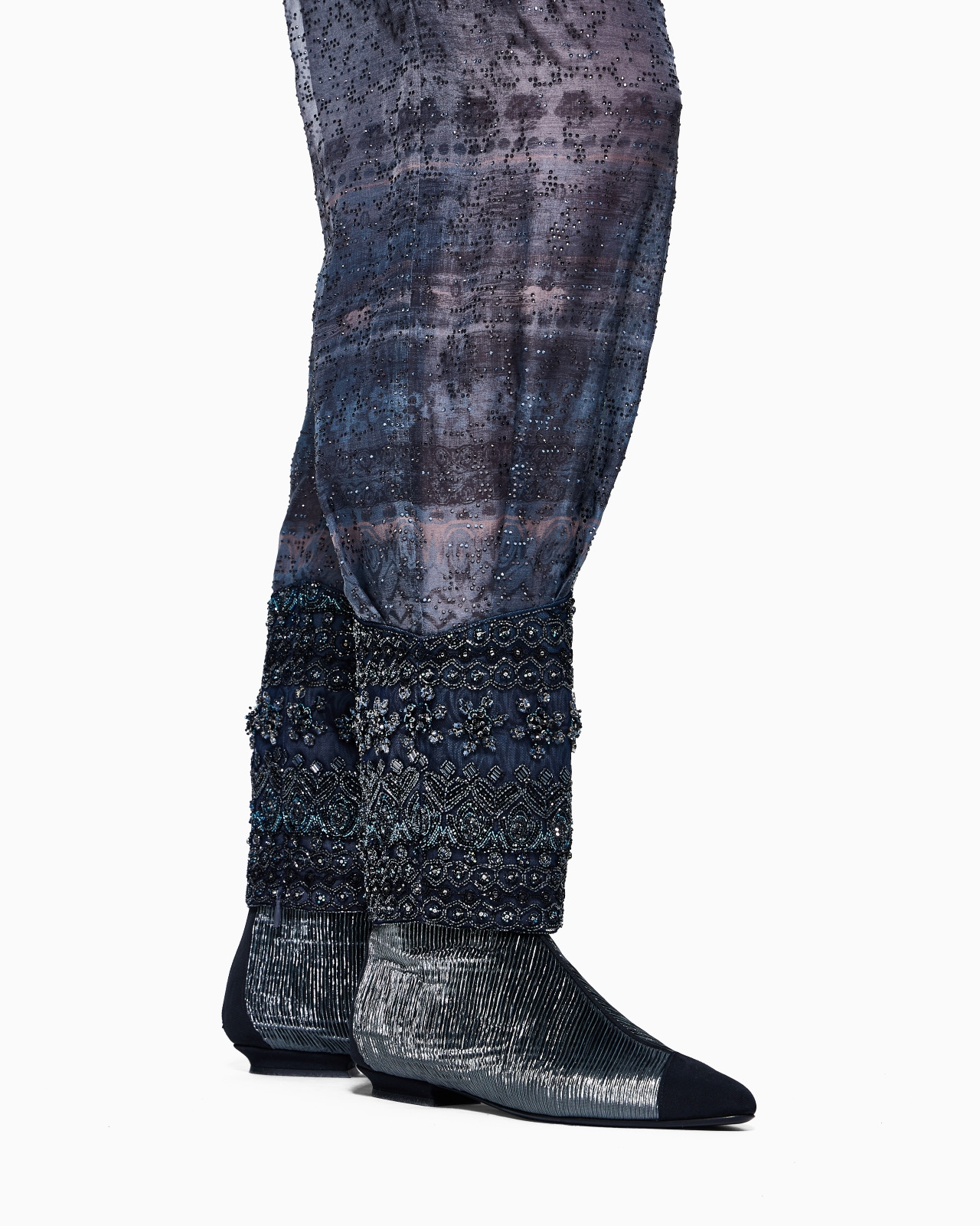 PRINTED FABRIC EMBROIDERED TROUSERS - 5