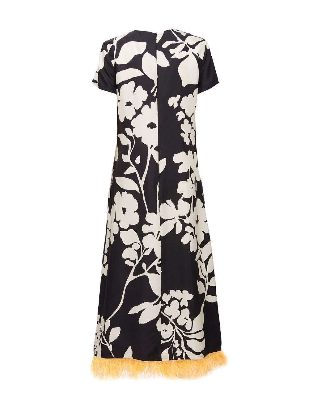 Swing feather-trim silk maxi dress - 4