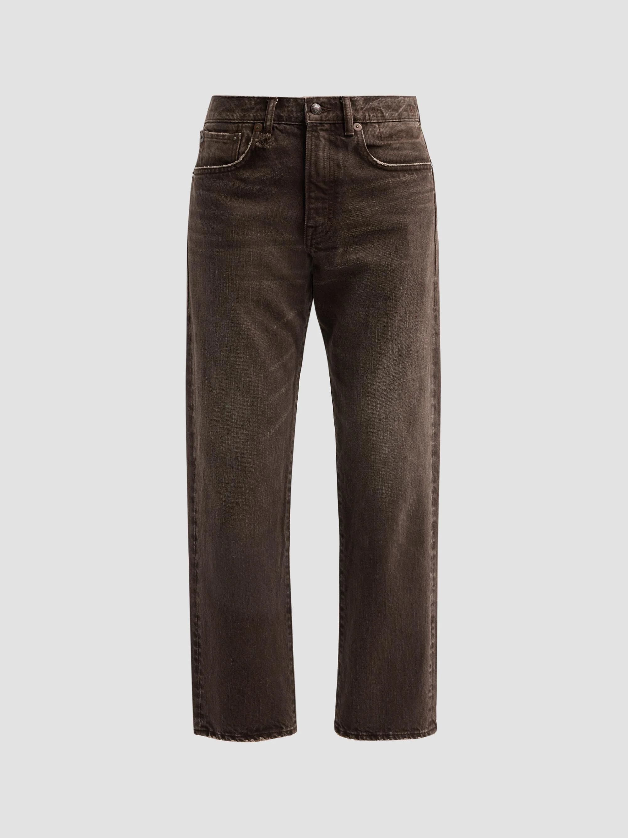 Women's Boyfriend Crop Jeans - Worn Chocolate Brown - 1