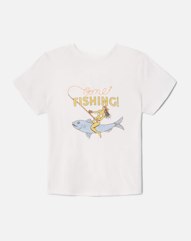 Boyfriend "Fishing" Tee - Vintage White 1