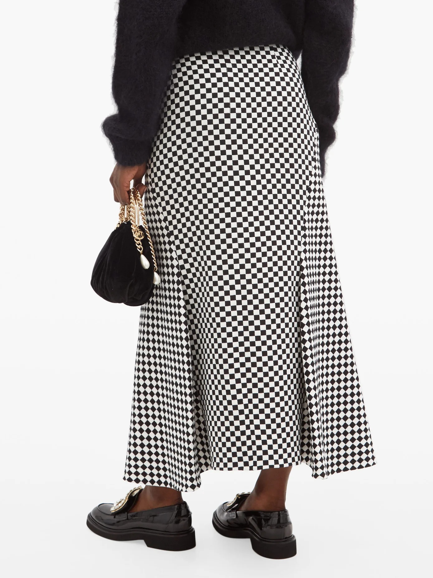 Ivetta checked bias-cut cotton-blend skirt - 5