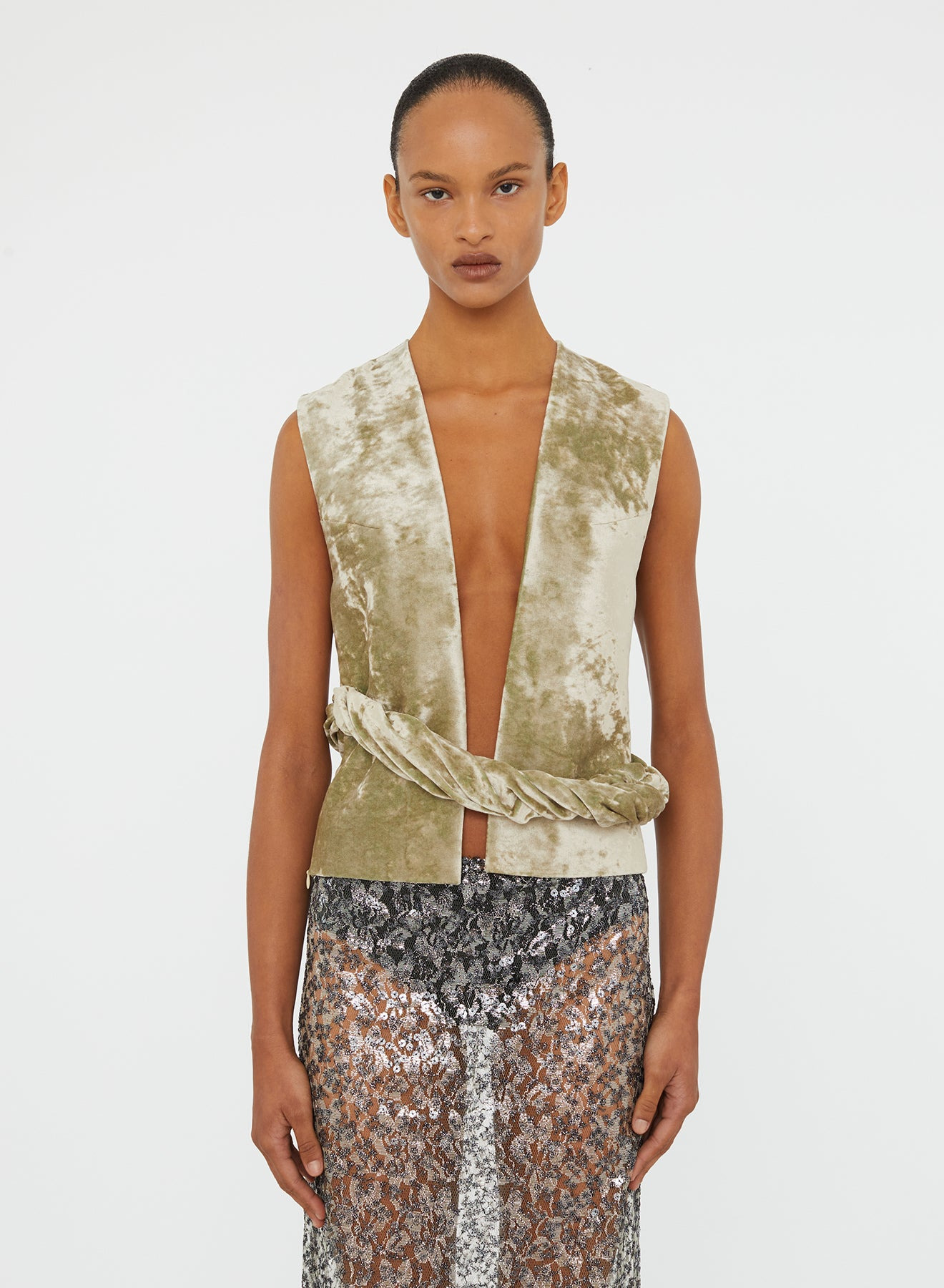 Sequined Lace Column Skirt - 4