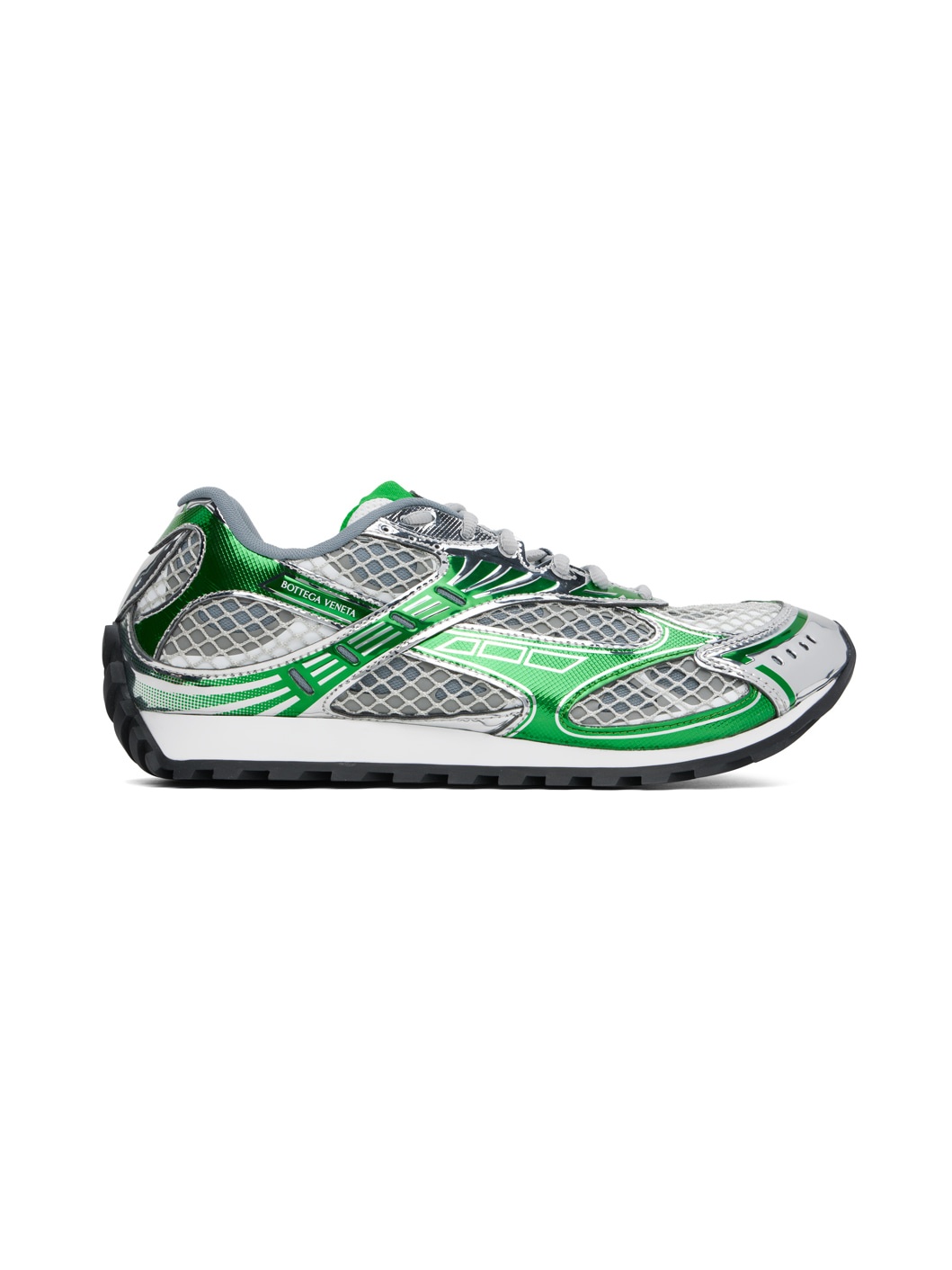 Silver & Green Orbit Sneakers - 1